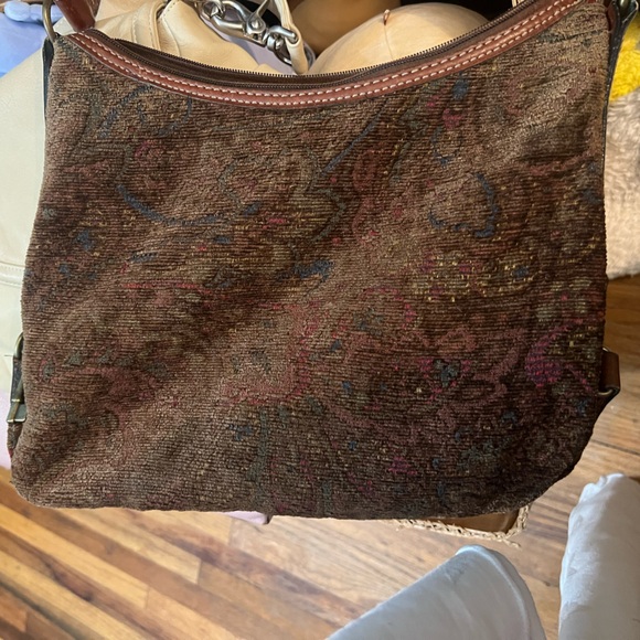 Fossil Issued by 1954 #75082 Crossbody Hobo Bag Brown & Black Womens - Picture 1 of 7